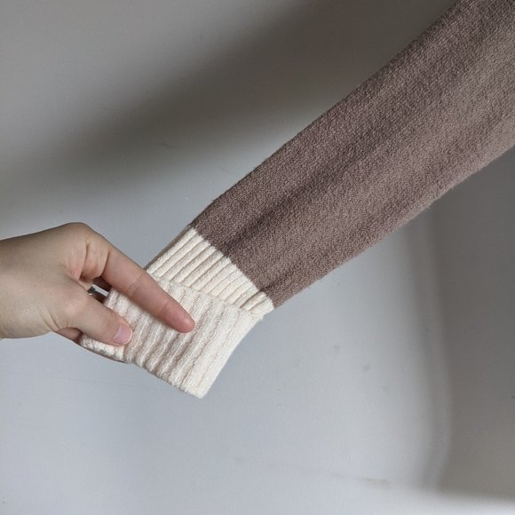 London Kage Brown Color Block Oversized Longline Open Front Cardigan - Picture 5 of 6